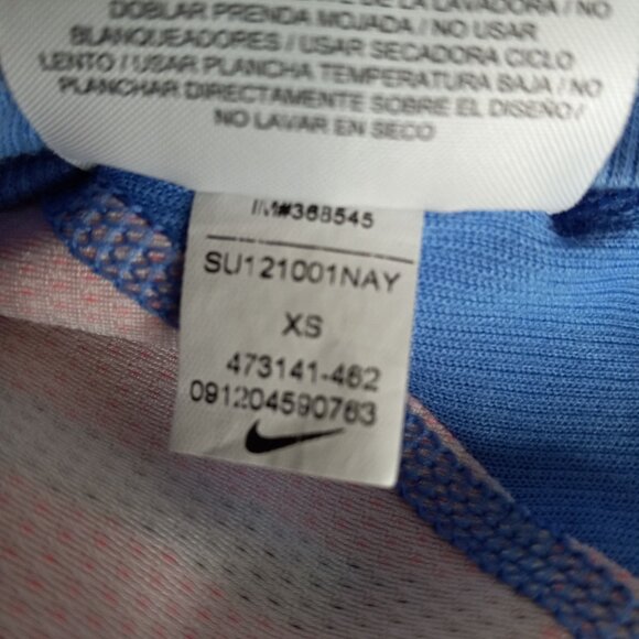 Nike Dri Fit XS Tank Top Blue Racerback Coral Geometric Reflective Side Panels - Picture 6 of 7